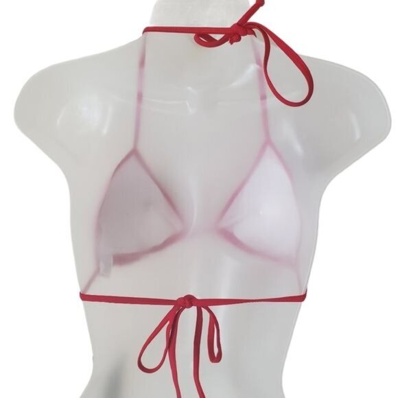 NWT ZERACA Womens Bikini Top Medium Red Triangle Padded Adjustable Straps Halter - Picture 2 of 7